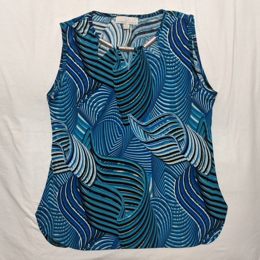 Carolyn Taylor Embellished Blue Tank